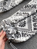 Cashew flowers Print Women Set Summer 2023 Elastic Waist Fashion Party Club Ladies Sexy High Street Two Piece