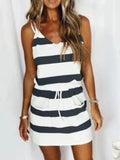 new women's drawstring color sling dress dress