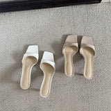 Skin Version ~ Zhou Ziran The Same French Simple Temperament Square Cool Slippers Women's Toe-Word