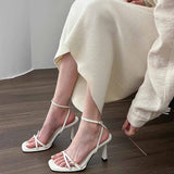 French High-Heeled Women's Shoes 2025 New Summer Fairy Style Temperament Black Fine Roman