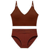 Sexy Seamless Tops Set Low-waist Panties Women Wireless Underwear Suit Soft Padded Bras Set Backless Bralette