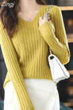 Women Sweater Long Sleeve Top Knitted Pullover V-Neck Fashion Sweater Woman Winter 2023 Basic Female Clothing Soild OL