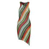Women Summer Sleeveless Striped Bodycon Knitted Printed Mini Dress Sundress 2021 Female Clothing Streetwear