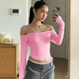 Ins Wind Women's Clothing Early Autumn New Sexy Word Collar Hottie Pure Lust Style Heart-Dight Body-Dight Wear On The Back Of The