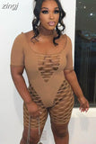 Sexy Hollow Rompers Women Short Sleeve See Through Skinny One Piece Playsuits Female Party Clubwear Workout