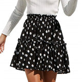 Summer Boho Pleated A Line Skirt Women Vintage Short Skirts Casual Ruffled Mini Skirt with Sashes Holiday Beach