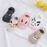 Piece=5 Pairs/lot Cute Animal Spring Women Socks Set Korean Style Funny Cat Dog Panda Low Cut Ankle Short Sox Happy