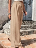 Color Casual Drawstring High Waist
