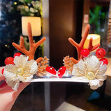 Women Girls Cartoon Christmas Antlers Hairpins New Year Sweet Hair Decorate Barrettes Hair Clips Novelty Hair