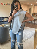 Cut Out Sleeveless Hoodie Sweatshirts Jackets Women Casual Loose Grey Grunge Coats 2022 Summer Harajuku Y2K
