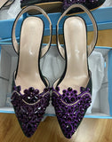 Cm Light-Mouthed Pointed Sandals Discolored Cloth Thin Heel Large Banquet Sandals Women 42 Yards 43 Yards High Heel