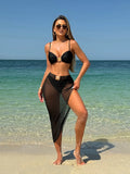 2024 New Sexy Solid Three-Piece Mesh Dress Swimsuit