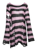 Distressed Stripe Longline Sweater- Outfit