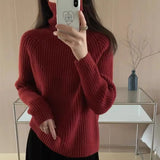 Wind, High Collar, Thin Sweater, Bright Silk Design, Solid Color Slim, Bottomed Sweater, Autumn And Winter