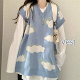 Women Harajuku Lovely Chic Preppy Simple Soft Loose Autumn Spring Teens Knitwear Casual Fashion Korean Girls