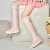 Warm Plush Knee High Boots Women Comfy Flat Heel Snow Boots Slip On Platform Woman Long Boots Shoes Black Pink White