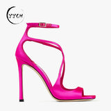 Burst Spring And Summer New Cross-Word Buckle Toe Fine Heel High Heels Jimmy Female