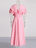 2025 Spring New Fashion V-Necked Flower Splicing Design Feel Waist Thin A-Shaped Dress