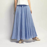 2020 Summer Women Skirt Linen Cotton Vintage Long Skirts Elastic Waist Boho Beige Pink Maxi Skirts Faldas