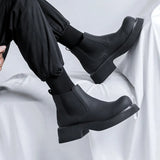 New Black Low Barrel Male British Wind Gang Round Head Male Set Martin Boots