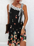 New Women Commute Pullover Dresses 2022 Summer V Neck Patchwork Sleeveless Dress Female Sexy Back Cardigan Dresses