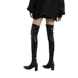 Zingj Boots Female Autumn Winter New Leg Boots Female Over The Knee Thick Heel High Heel Square Head Soft Skin Face Super Long Thigh High Heel Boots-Outfit