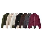 2025 New Women's Clothing Transparent Hard Yarn Bomber Jacket Zipper Simple