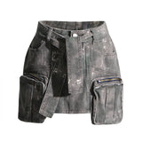 Trend A-Line Denim Skirt Autumn 2025 New Tail Splicing Pocket Design Tooling Pear-Shaped Women's