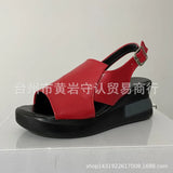 Zingj Platform Heel Sandals Women Wear 2023 After Empty A Word Buckle Sandals Large Size High Heel Sandals Women- Outfit