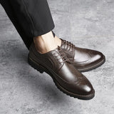 Men's Shoes Korean Version Trend Rock Carved Pointed Casual Shoes Men's British Vintage Business Shoes