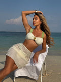 2025 New Color Collage Styloid Swimsuit Swimsuit Mesh Three-Piece Bikini