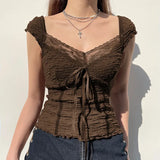 Zingj Retro Lace Stitching Bow Jacket New Spring 2023 Slim Slim Casual Solid Color Short-Sleeved