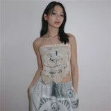 Summer Fashion Trend Women's New Word Shoulder Repair Strap Strapped Back Print Set Small