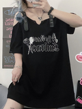 Printed Off Shoulder Women Tshirts Casual Streetwear Y2k Aesthetic T Shirt Girl Sweet Tops Harajuku Graphic Tees