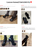 Onlymaker Women's Black Red Platform Ankle Boots High Heels Lace Up Patent leather Stiletto Sexy Lady Fashion Sexy