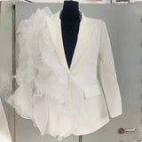 Personality Suit 2025 Autumn New Fashion Splicing Mesh Flounces Small Suit Coat