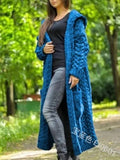 Sweater Coat Cardigan Women Plus Size Solid Color Long Sleeve Braid Knit Cardigan Hooded Overcoat Loose Ladies