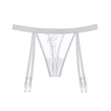 Zingj Thin Yarn Sentiment Embroidered Sling Stockings Hot Legs Show Thin Black Silk Long T Pants Garter 2072-Outfit