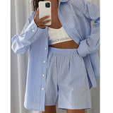 Women Linen Shorts 2 Piece Set Casual Oversize Shirts And Wide Leg Shorts Suits Loungewear Solid Summer Loose