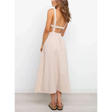 Zingj / Summer 2023 New Dew Back Hollow Solid Color Fashion Commuter Dress