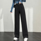 Zingj Wide Leg Pants Female Autumn Bf Large Size Fat Mm High Waist Show Thin Straight Tube Sense Suit Pants Female Professional Wear Summer-Outfit