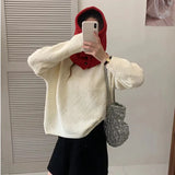 Zingj Color Restoring Ancient Ways Hook Flower Sweater Female Autumn Dong New Loose Lazy Wind Inserted Shoulder Sleeve Gentle Round Collar Sleeve Knitting-Outfit