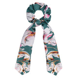 Bow Long Ribbon Hair Scrunchie Chiffon Floral Print Sweet Elastic Hair Band Ponytail Hair Scarf Hair Tie Hair