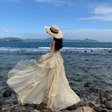 Zingj Sanya Beach Dress Female Summer Sling Seaside Holiday Dress Wear A Fairy Travel Photo Dress Super