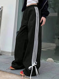Black Striped Bow Cargo Pants- Outfit