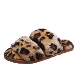 Size Wool Slippers Female Fashion Wear Elastic With Parallel Bars Open Toe Flat Bottom Warm Cotton Shoes Indoor Cotton