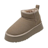 Ankle Snow Boots Women Winter 2022 New Brand Fur Short Plush Warm Flats Slippers Platform Shoes Flip Flops Suede