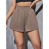 Summer Elastic Waist Loose Wide Leg Solid Color