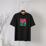 Summer Harajuku Floral Printed T Shirt Women Elegant 100% Cotton Graphic Tee Casual Oversized Plus Size Female