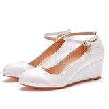 Heel Sexy Pedicles Thin High Heels Women's Shoes Slope Heel High Heel Leisure Shallow Buckle Round Head Single